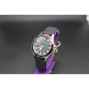 Timex Navi Ocean Coke Bezel 38mm Quartz Dive Watch WR100M Black Red Fabric Strap